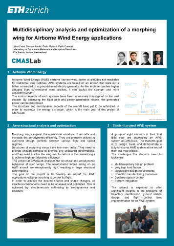 Enlarged view: Poster Multidisciplinary analysis and optimization of a morphing wing for Airborne Wind Energy applications